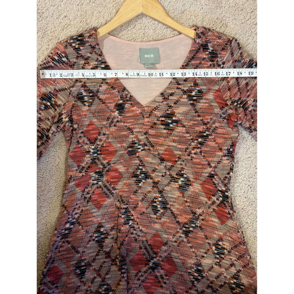 Maeve Anthropologie Diamond Argyle Bell Sleeve Knit Mini Dress S - Picture 7 of 8
